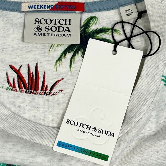 NEW Scotch & Soda Amsterdam Organic Cotton Cactus Palm Tree Short Sleeve Tee XXL - Picture 7 of 10